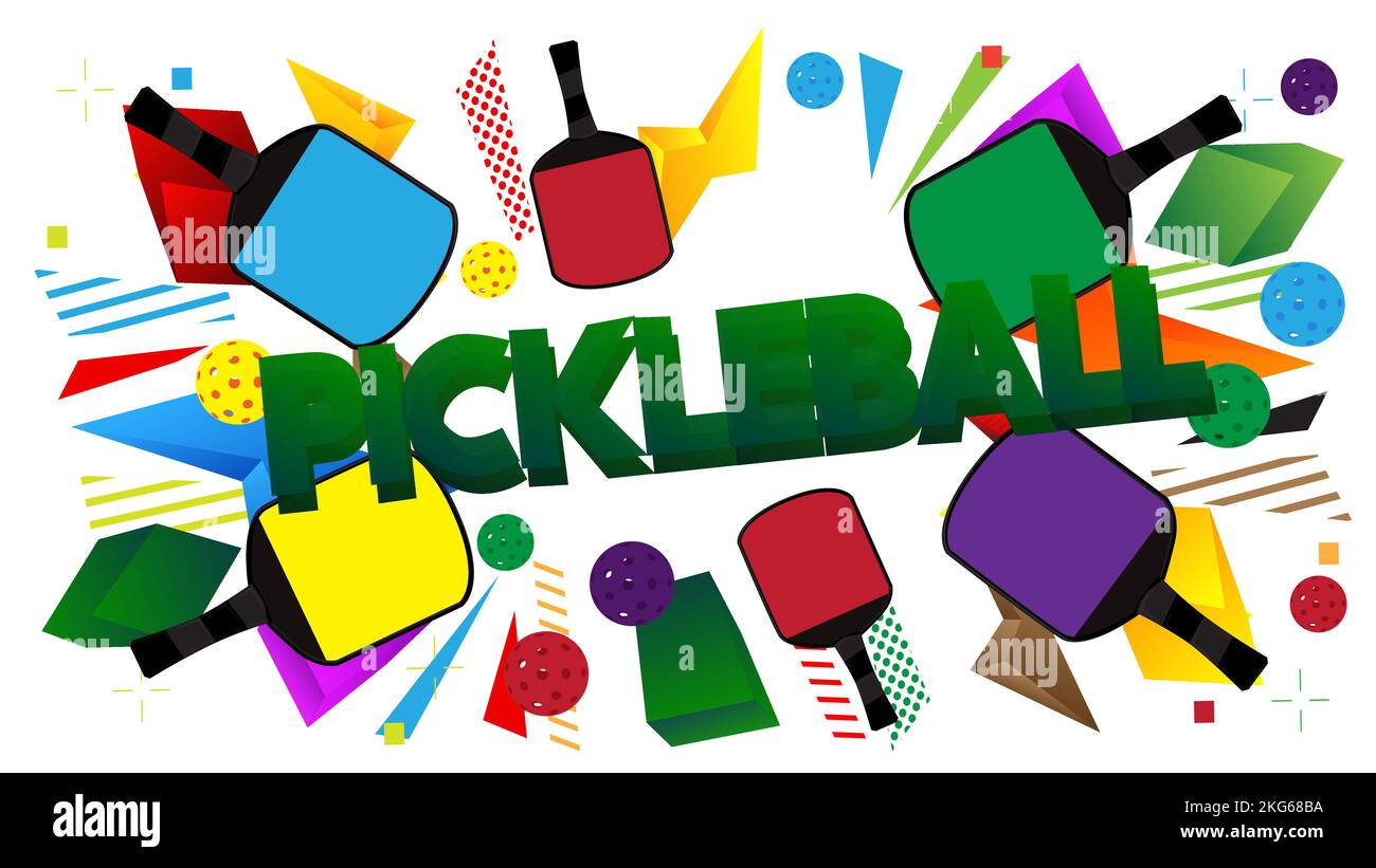 Pickleball. Word written with Children's font in cartoon style Stock