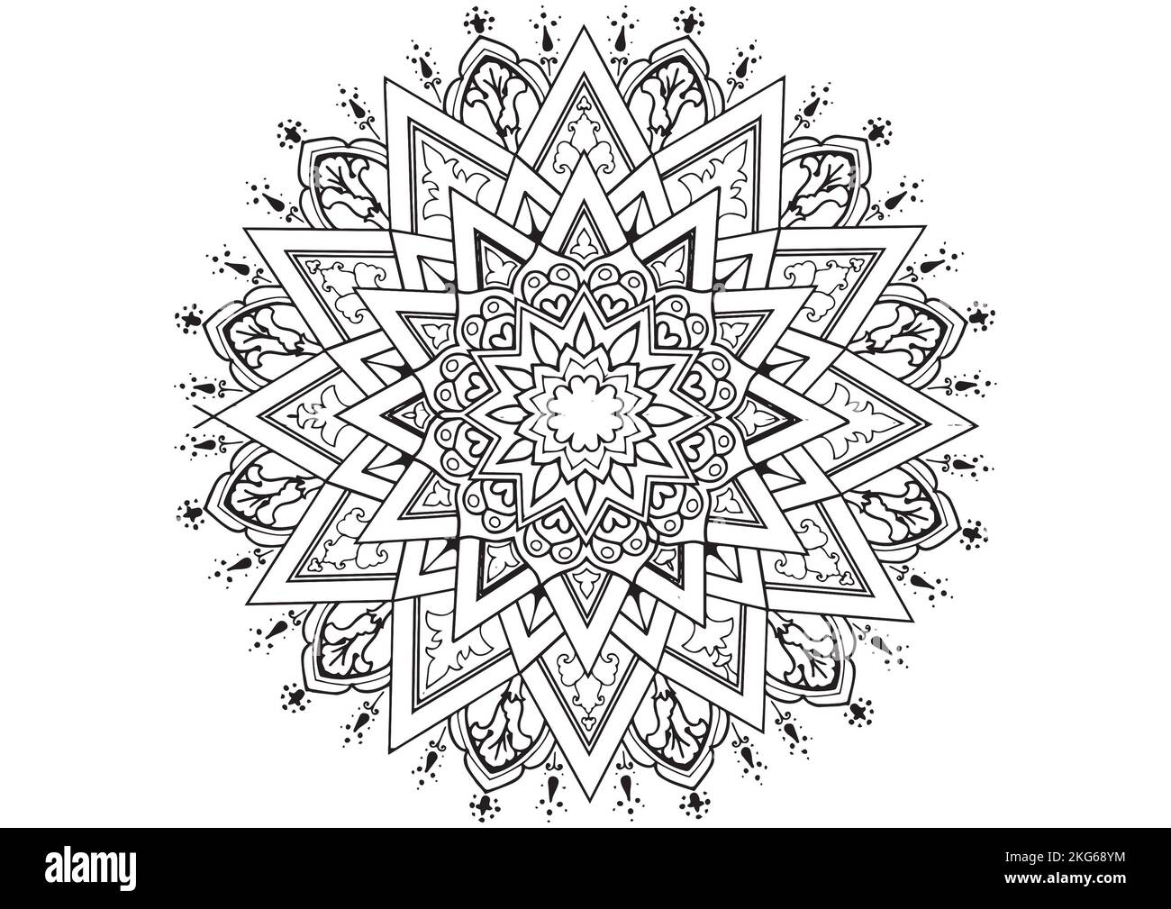 Mandala Pattern for Coloring and Decorating Illustrated by Art By Uncle Stock Photo