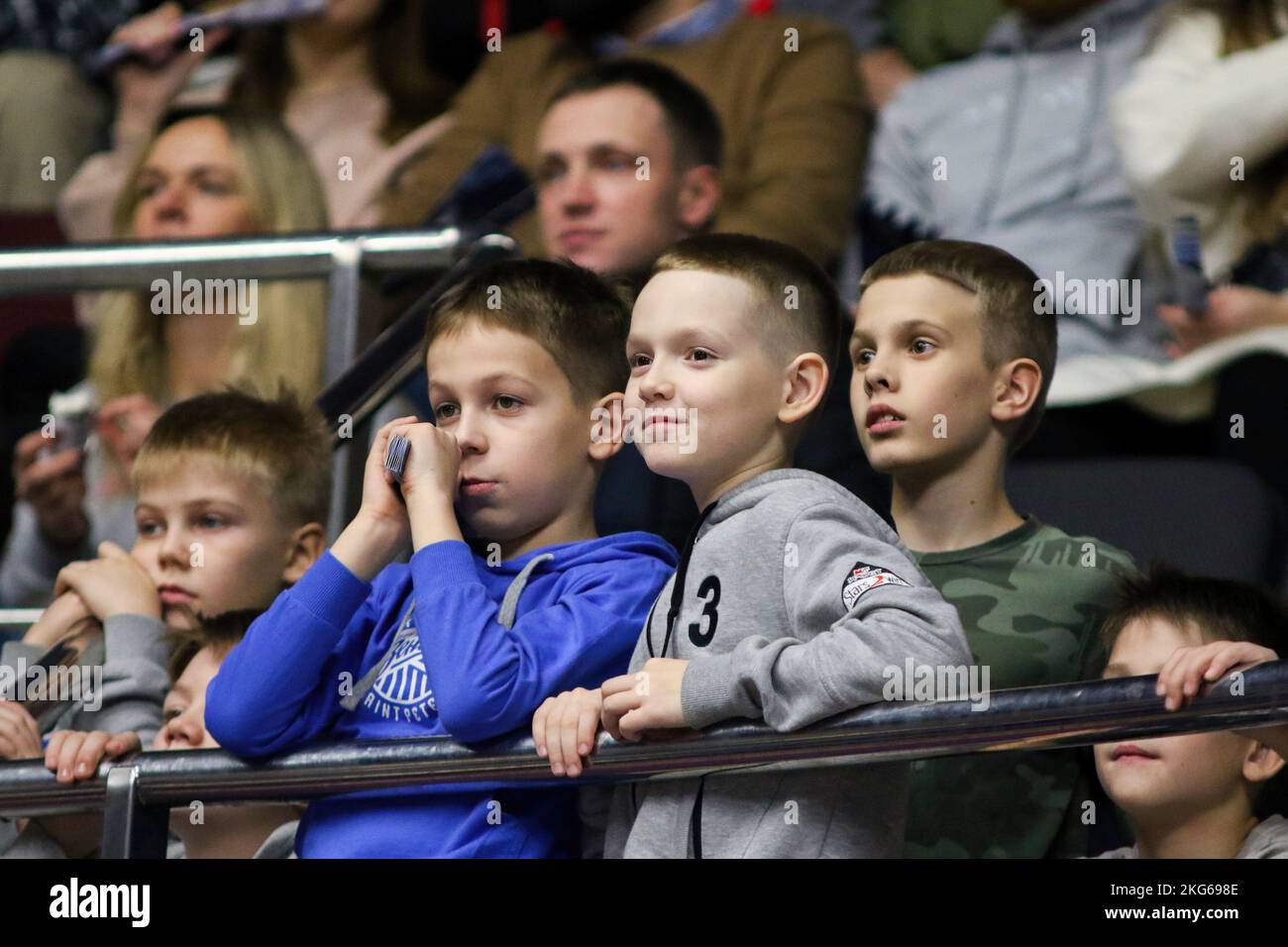 Saint Petersburg, Russia. 21st Nov, 2022. Children seen during the VTB United League basketball match between Zenit and MBA at Sibur Arena. Final score; Zenit 87:62 MBA. (Photo by Maksim Konstantinov/SOPA Images/Sipa USA) Credit: Sipa USA/Alamy Live News Stock Photo