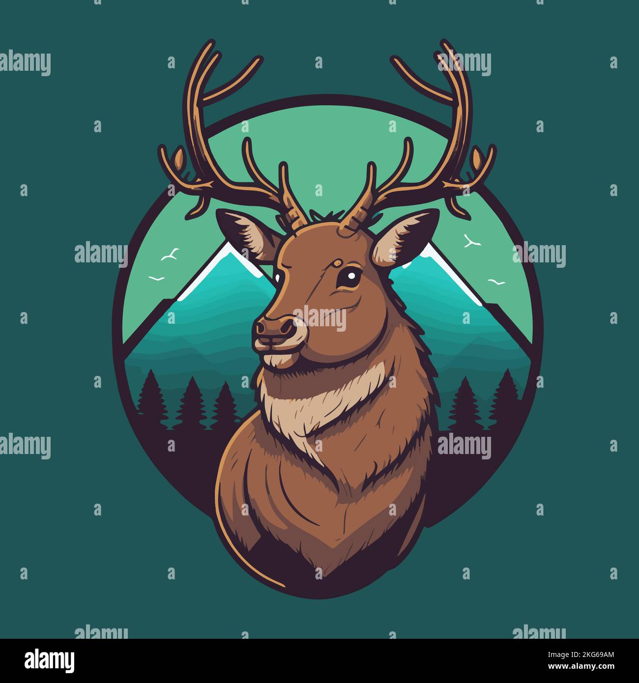 Deer Head Mascot Logo Illustration for Poster Design Stock Vector Image ...
