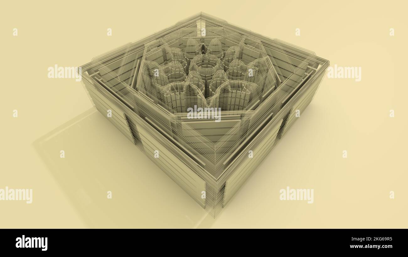 3D Illustration of an architectural structure. Architects, Modelers