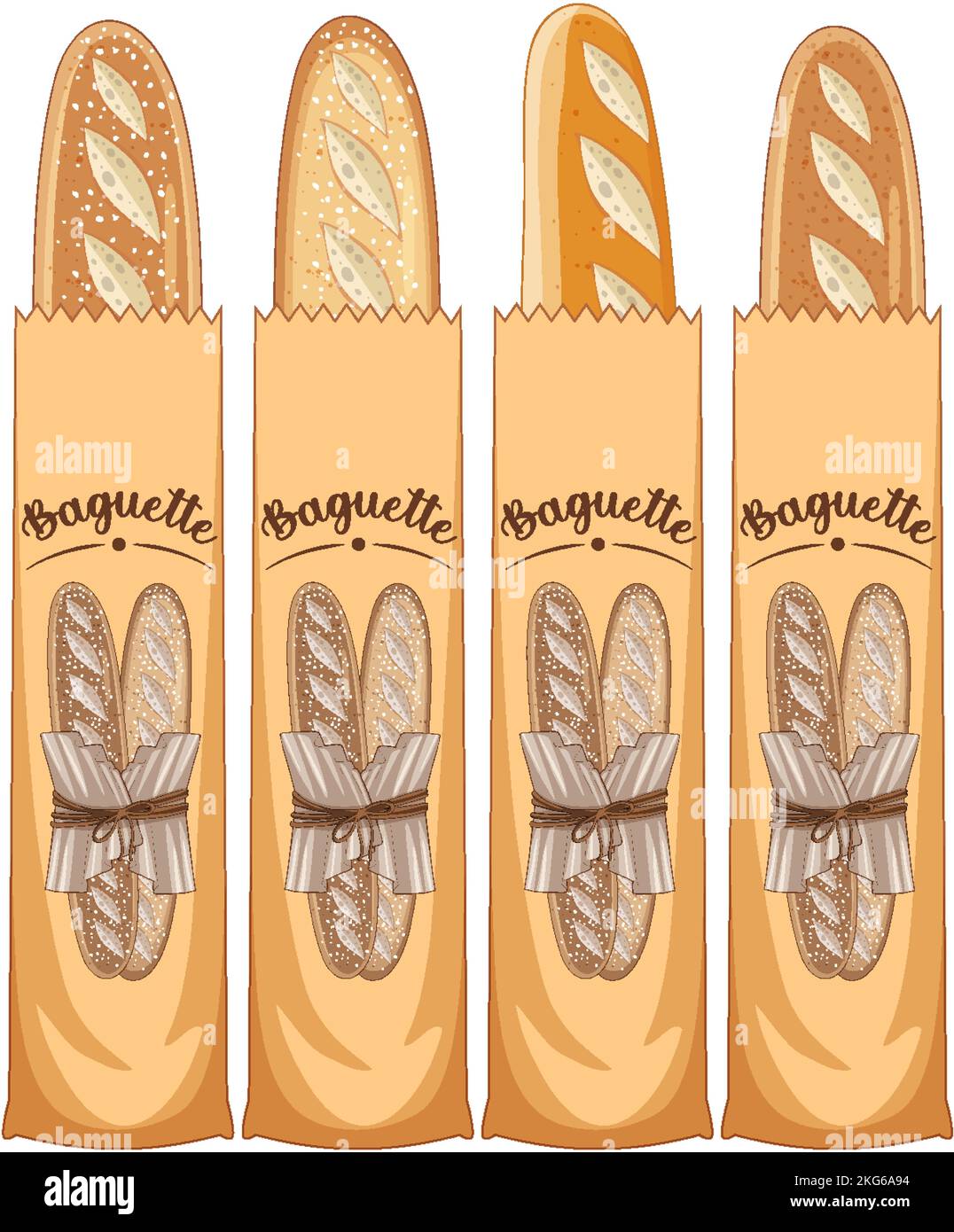 Baguette bread in paper bag illustration Stock Vector Image & Art - Alamy