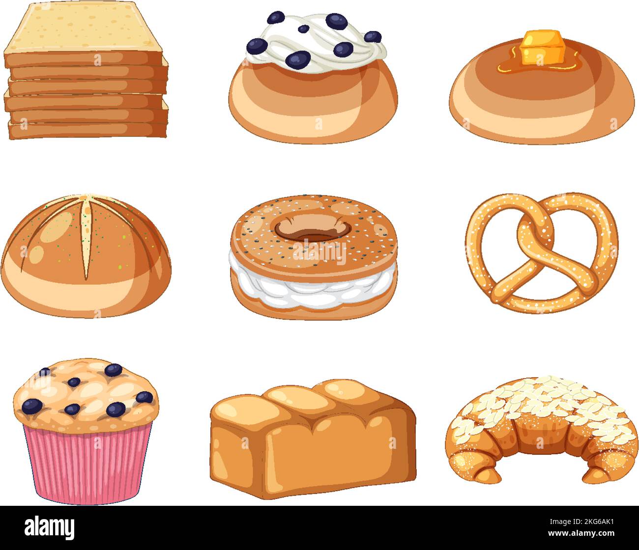 Set of bread and pastry bakery products illustration Stock Vector Image ...