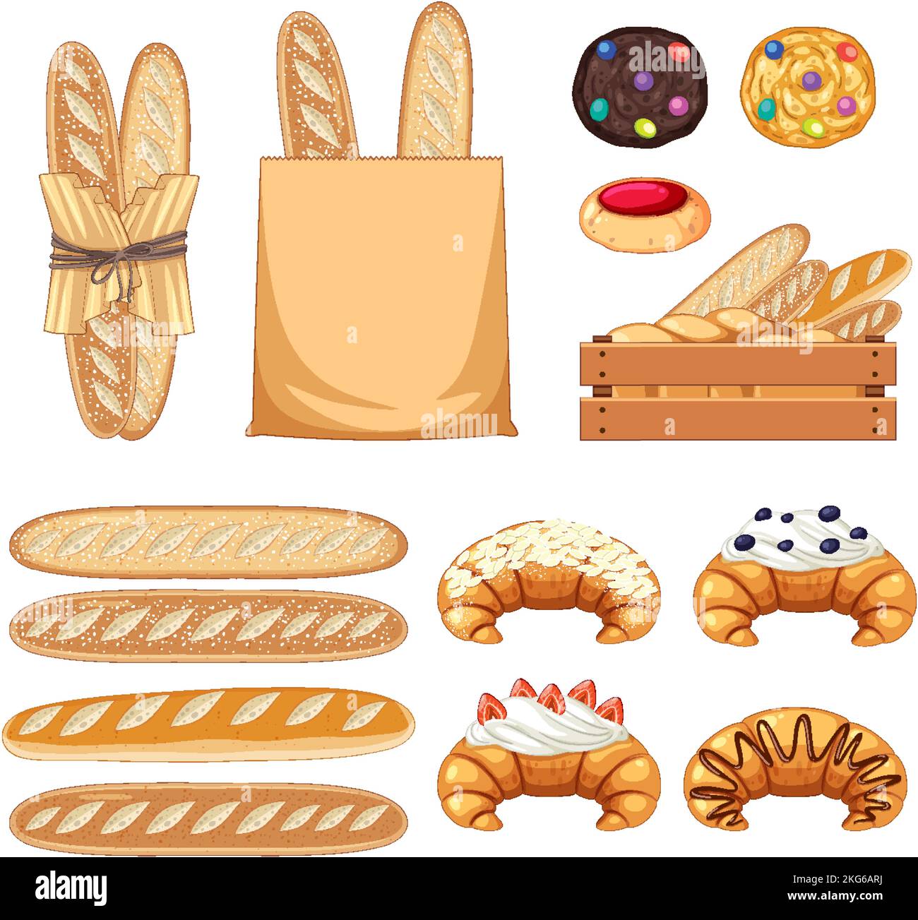 Set of bread and pastry bakery products illustration Stock Vector Image ...