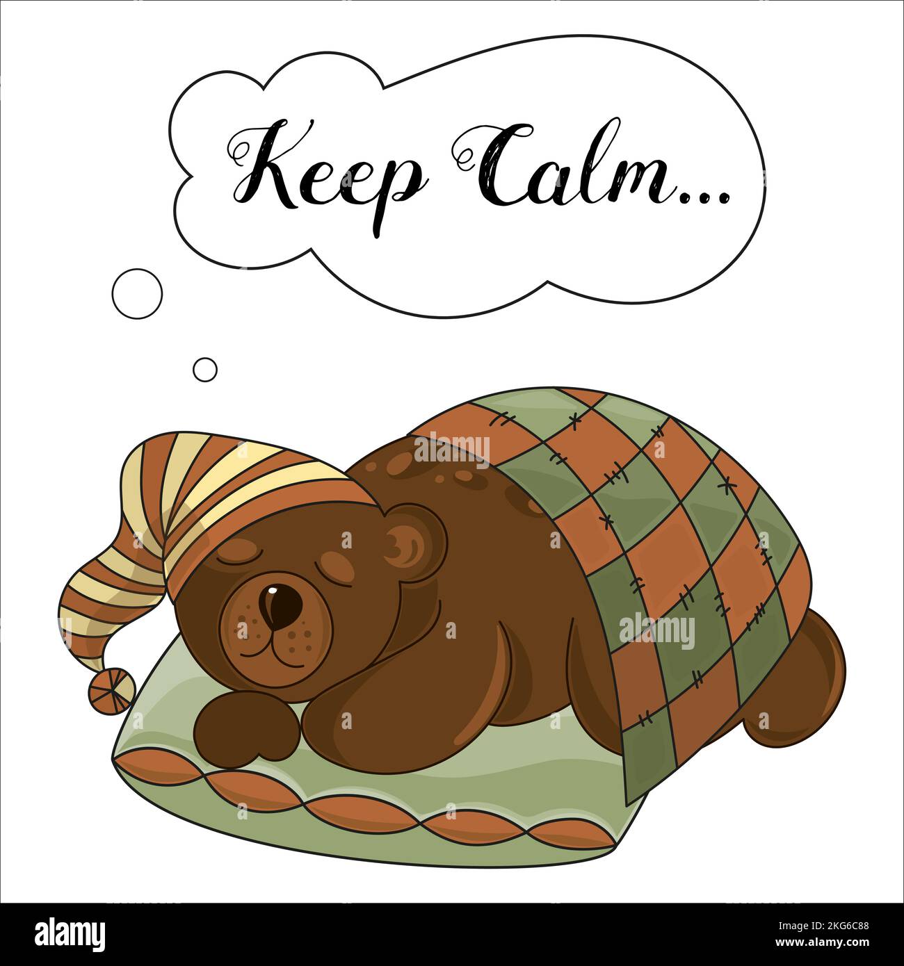 CALM BEAR Cartoon Forest Sleeping Animal Vector Illustration Set For Print Stock Vector Image