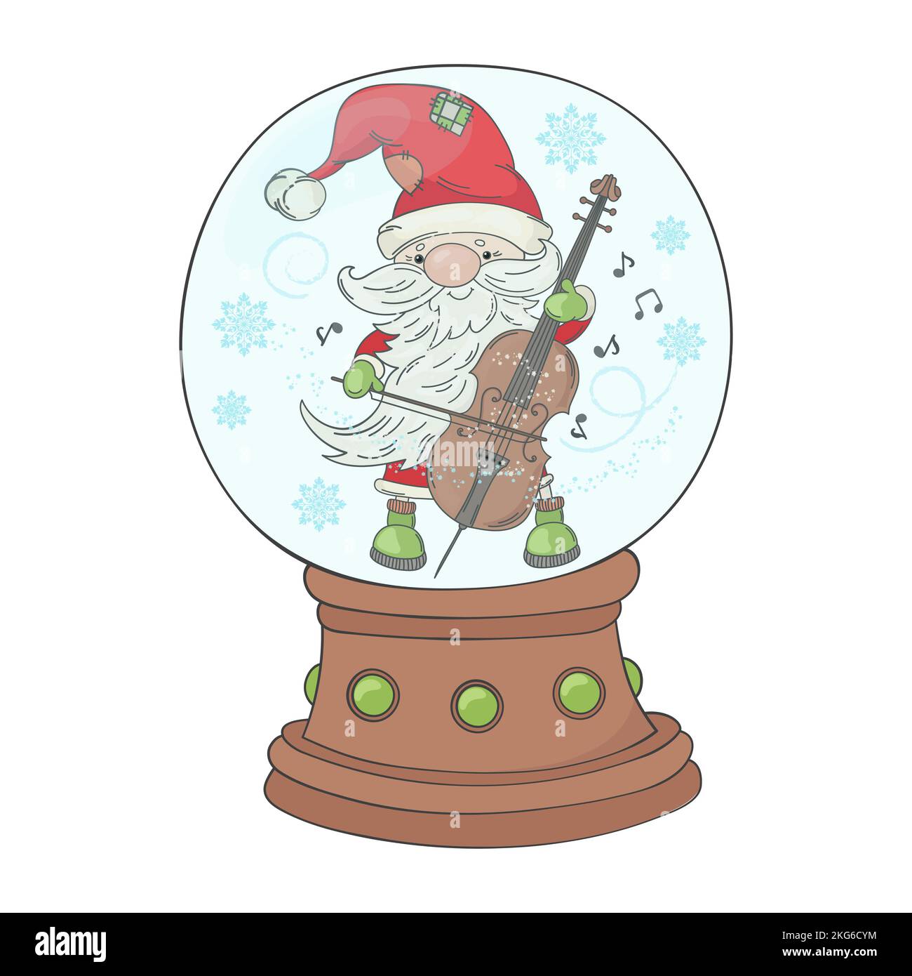CELLO SANTA IN SNOW GLOBE Cheerful Musician Plays Christmas Melodies
