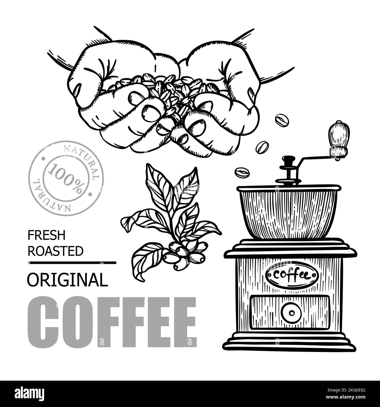 COFFEE GRINDER Design Elements Of Stickers And Labels For Store Of