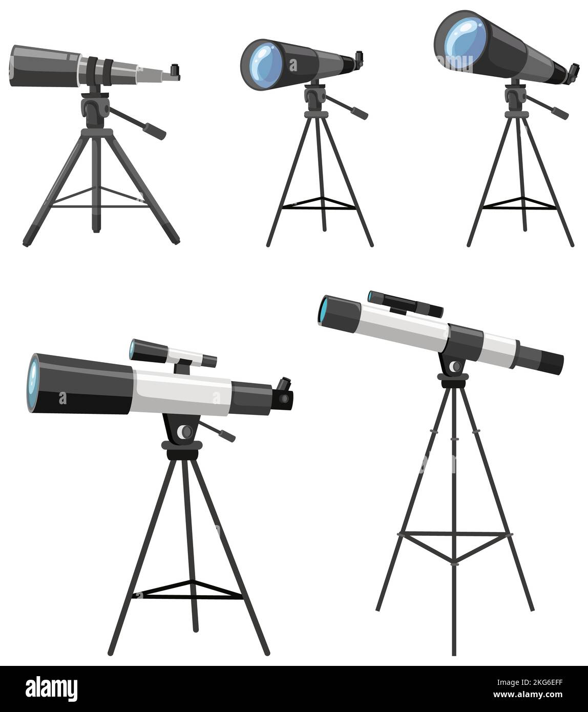 Collection of telescopes on tripods illustration Stock Photo Alamy