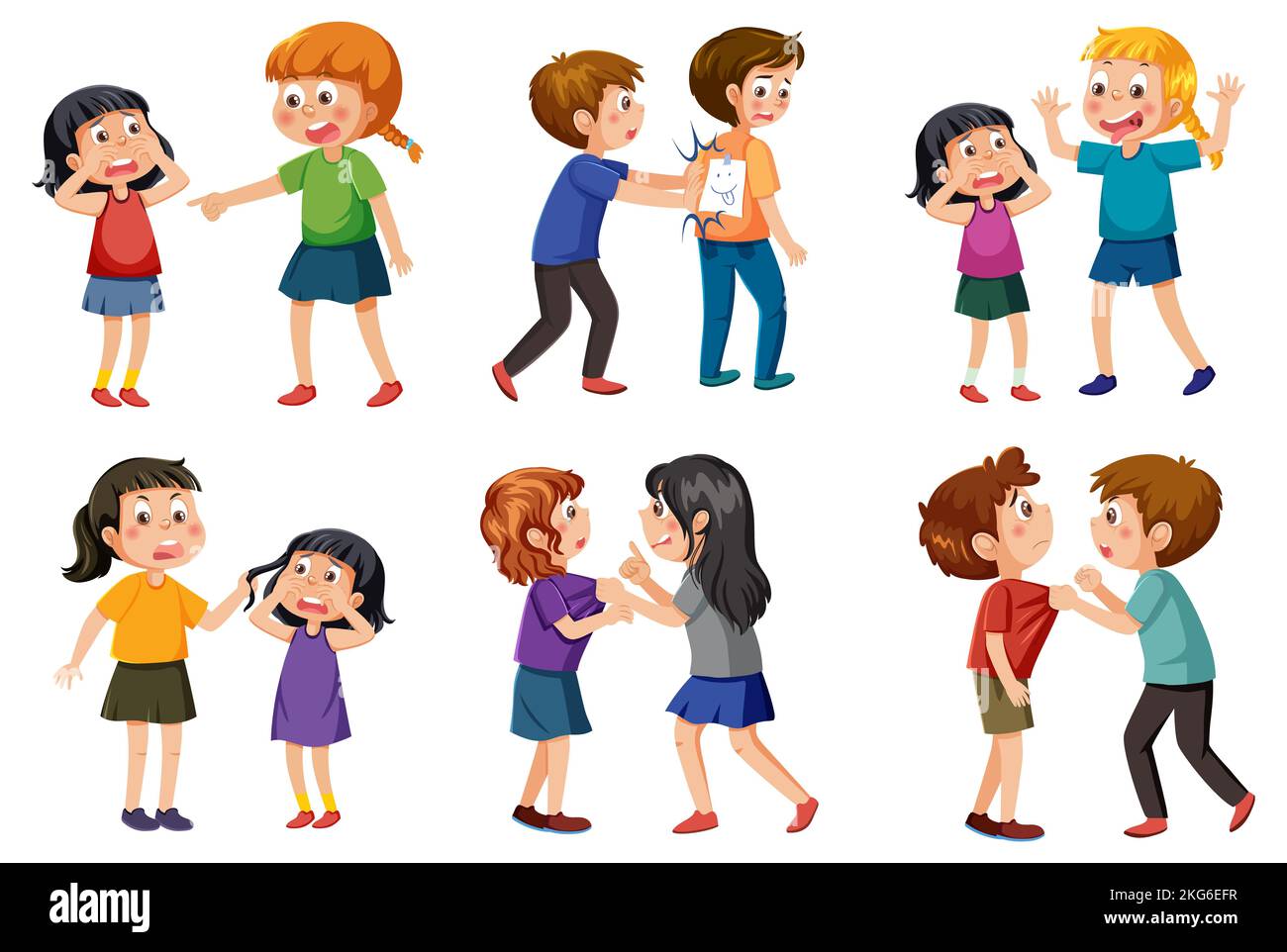 Bullying Kids Character Collection Illustration Stock Photo - Alamy