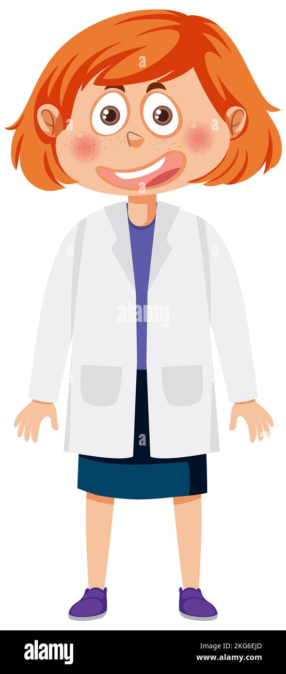 Cute scientist girl cartoon character illustration Stock Photo Alamy