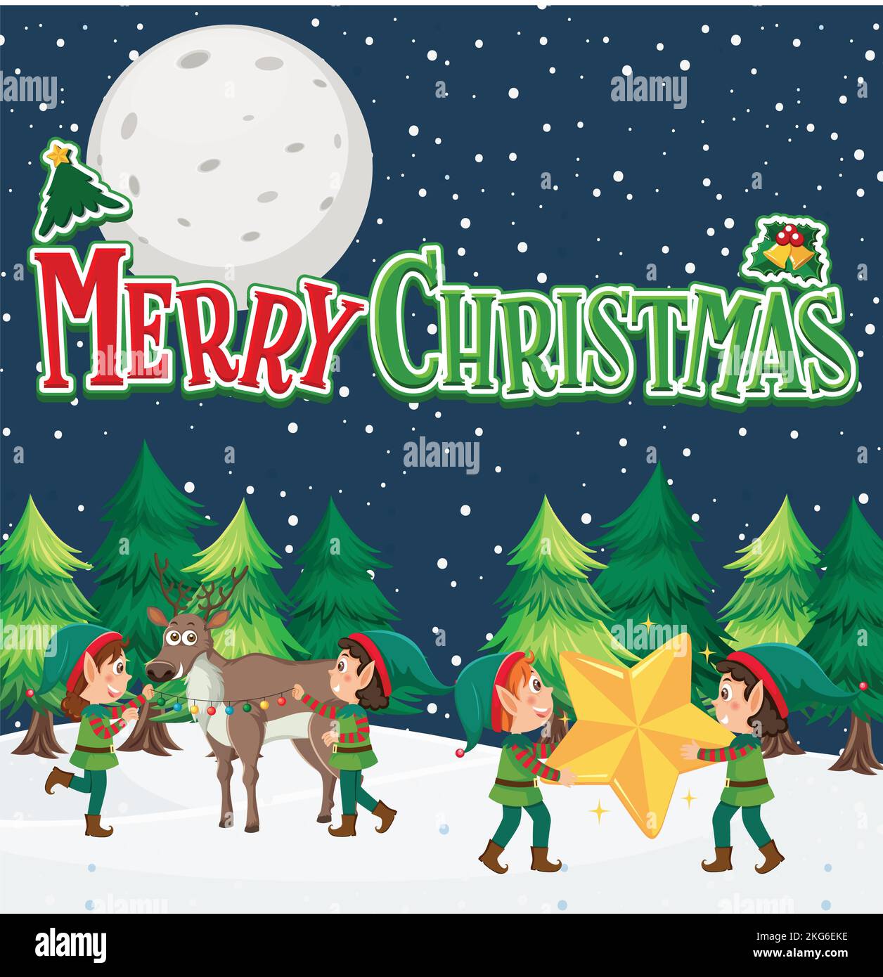 Merry Christmas poster design illustration Stock Photo - Alamy