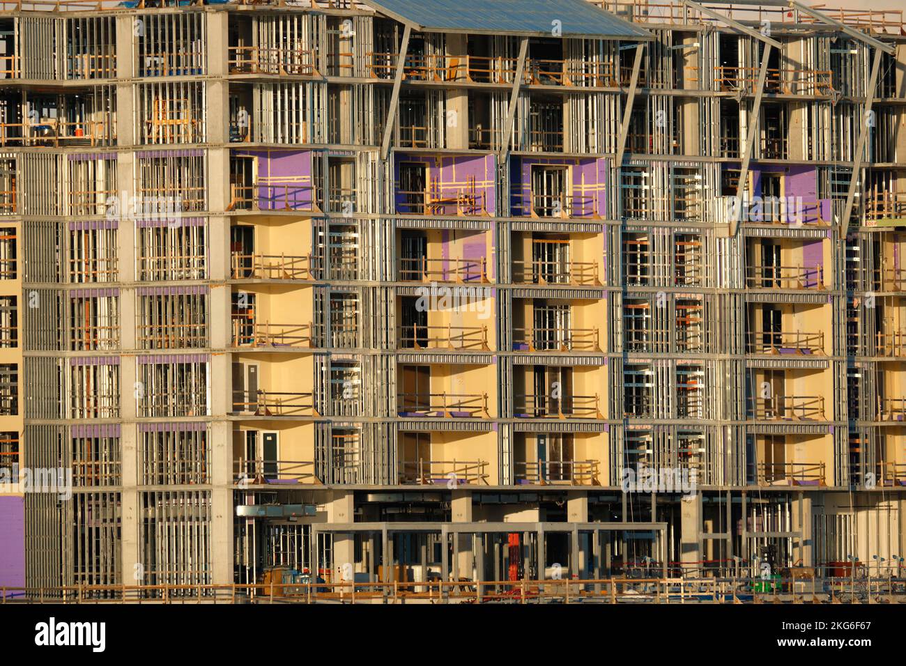 Tower lifting cranes at high residential apartment buildings ...
