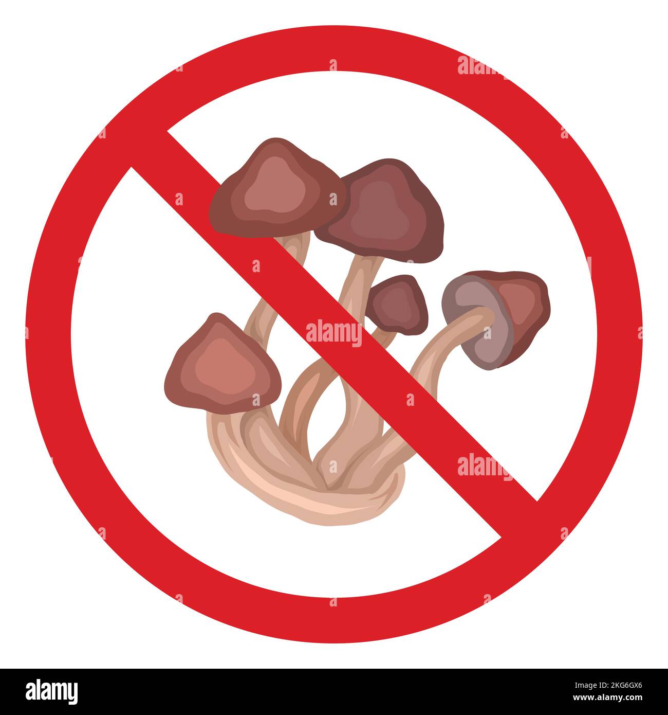 Vector prohibition sign with poisonous mushroom. Russula in the ...