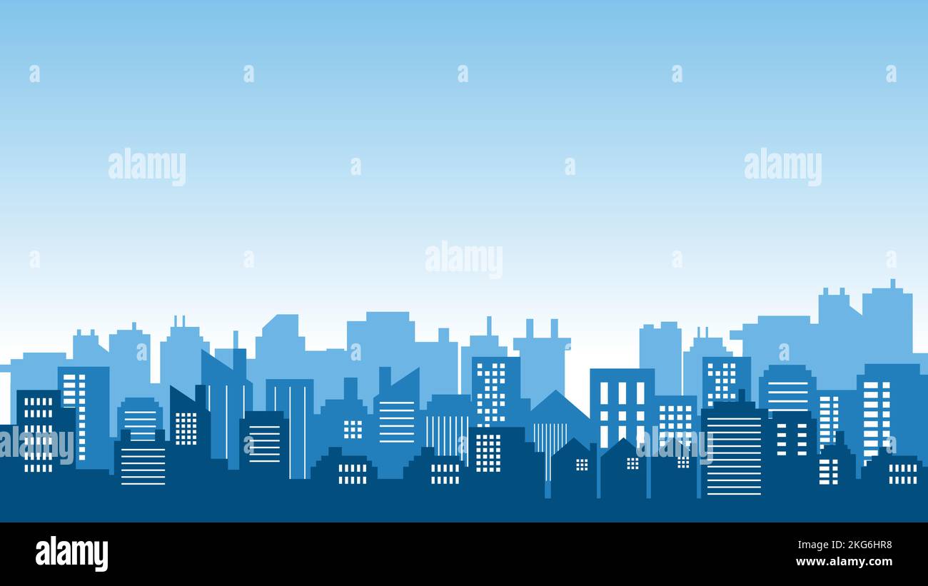 City silhouette tall buildings with blue sky Stock Vector Image & Art ...