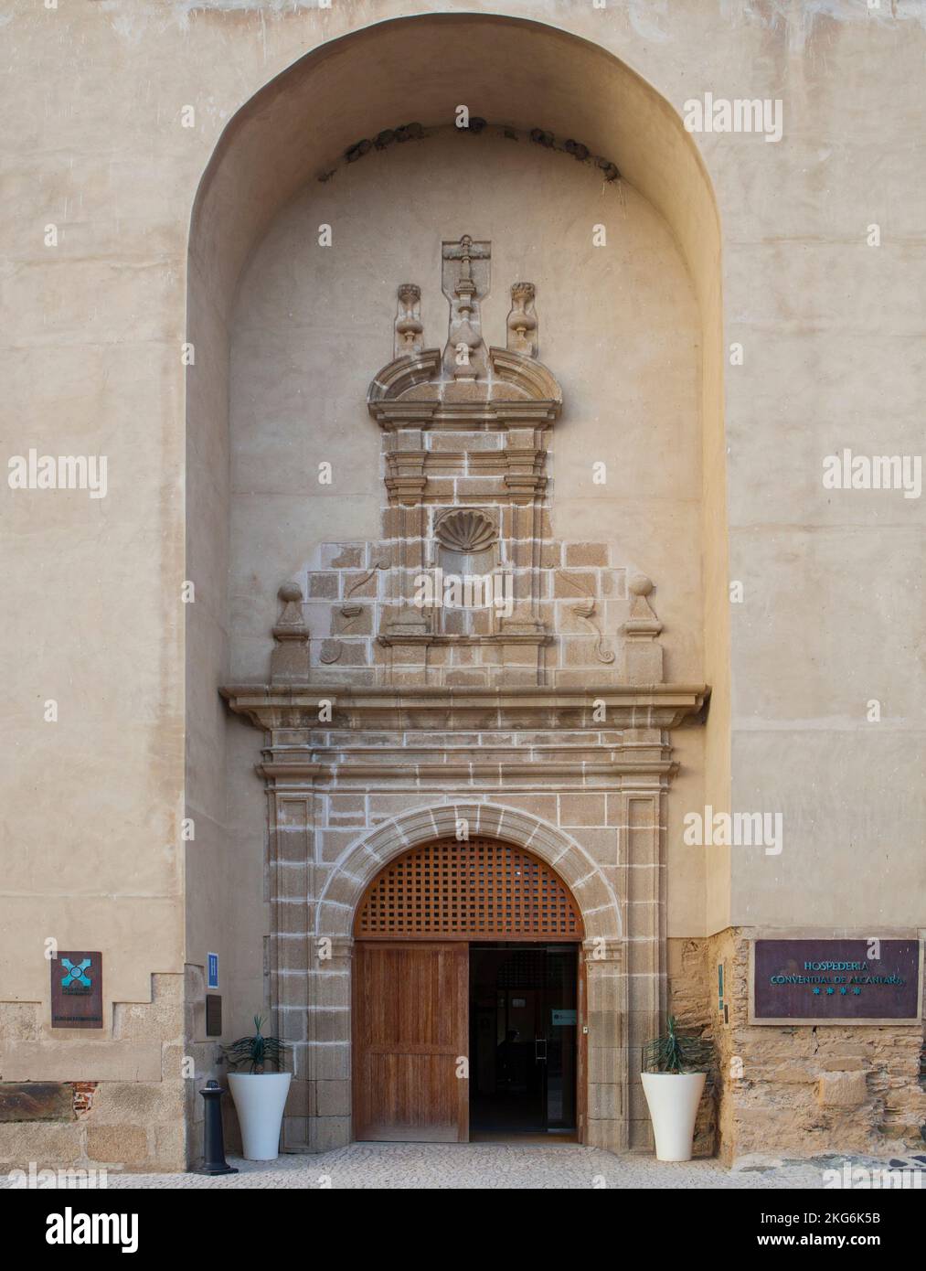 Alcantara, Spain - Oct 5th, 2022: Hospederia Conventual de Alcantara. Former 15th-century franciscan convent. Caceres, Spain Stock Photo