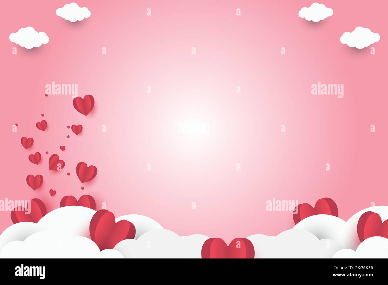 red heart on pink paper abstract background with sky and line design ...