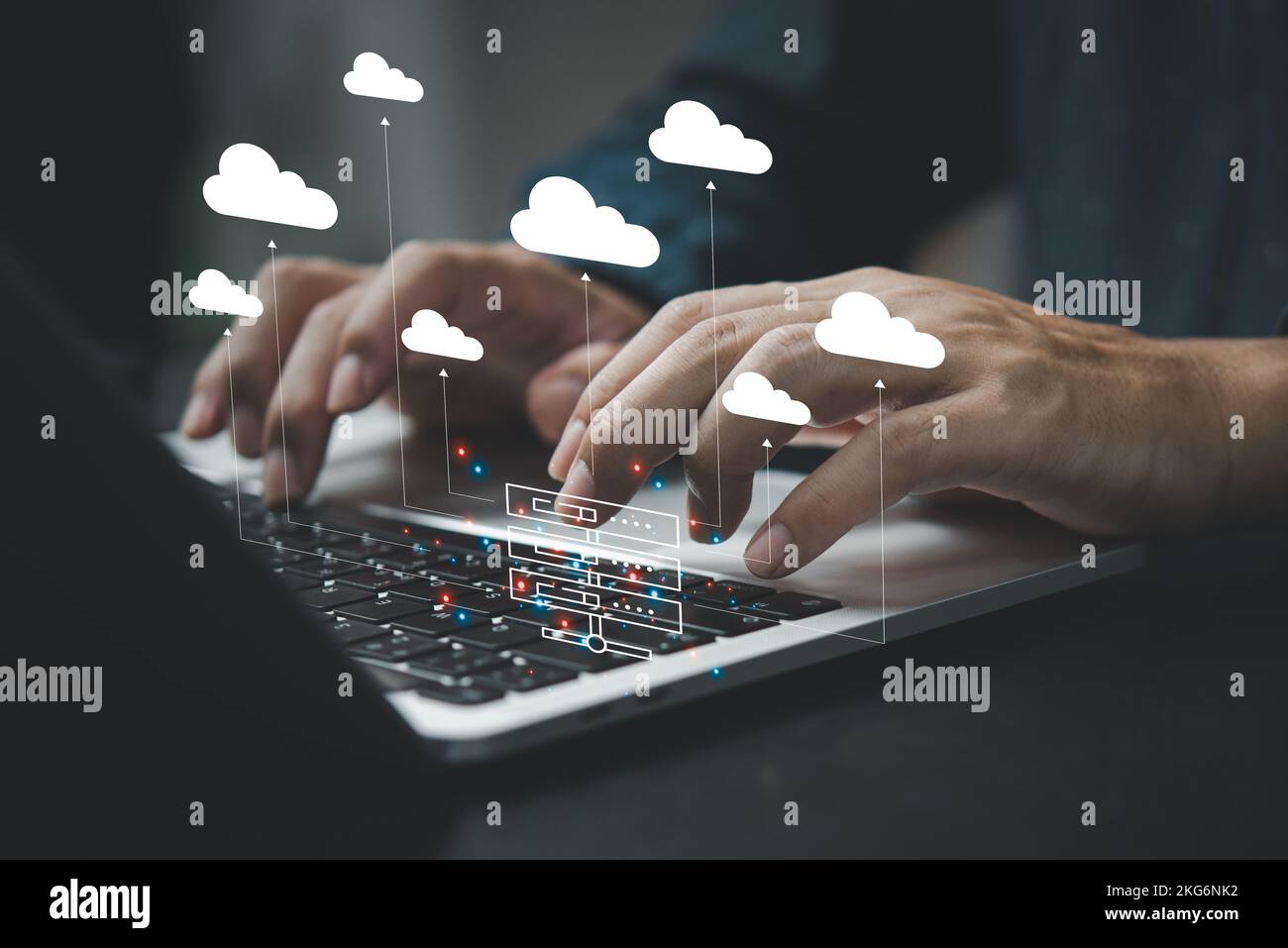 cloud computing diagram technology. Data storage network computer.online information cyberspace and internet service concept. Stock Photo