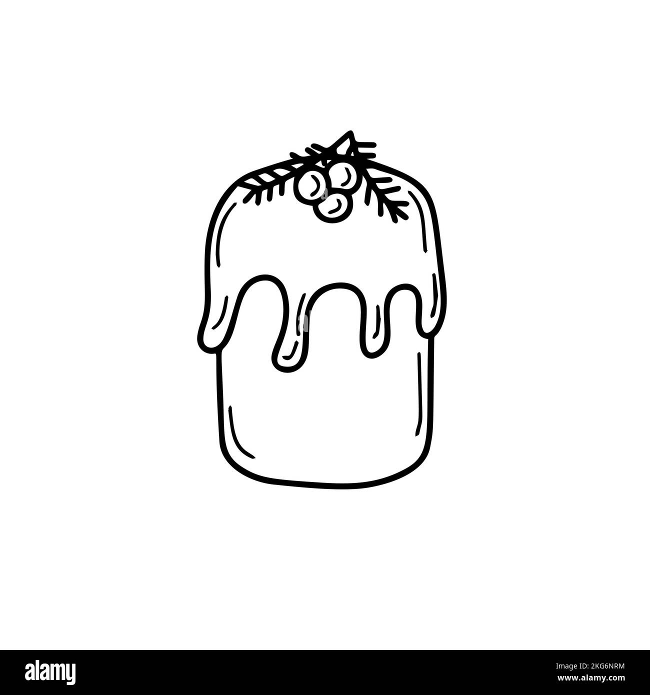 Traditional Christmas food pudding illustration in doodle style Stock