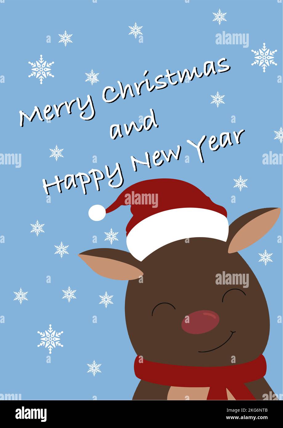 Christmas card with rudolf and text with congratulations Stock Vector ...