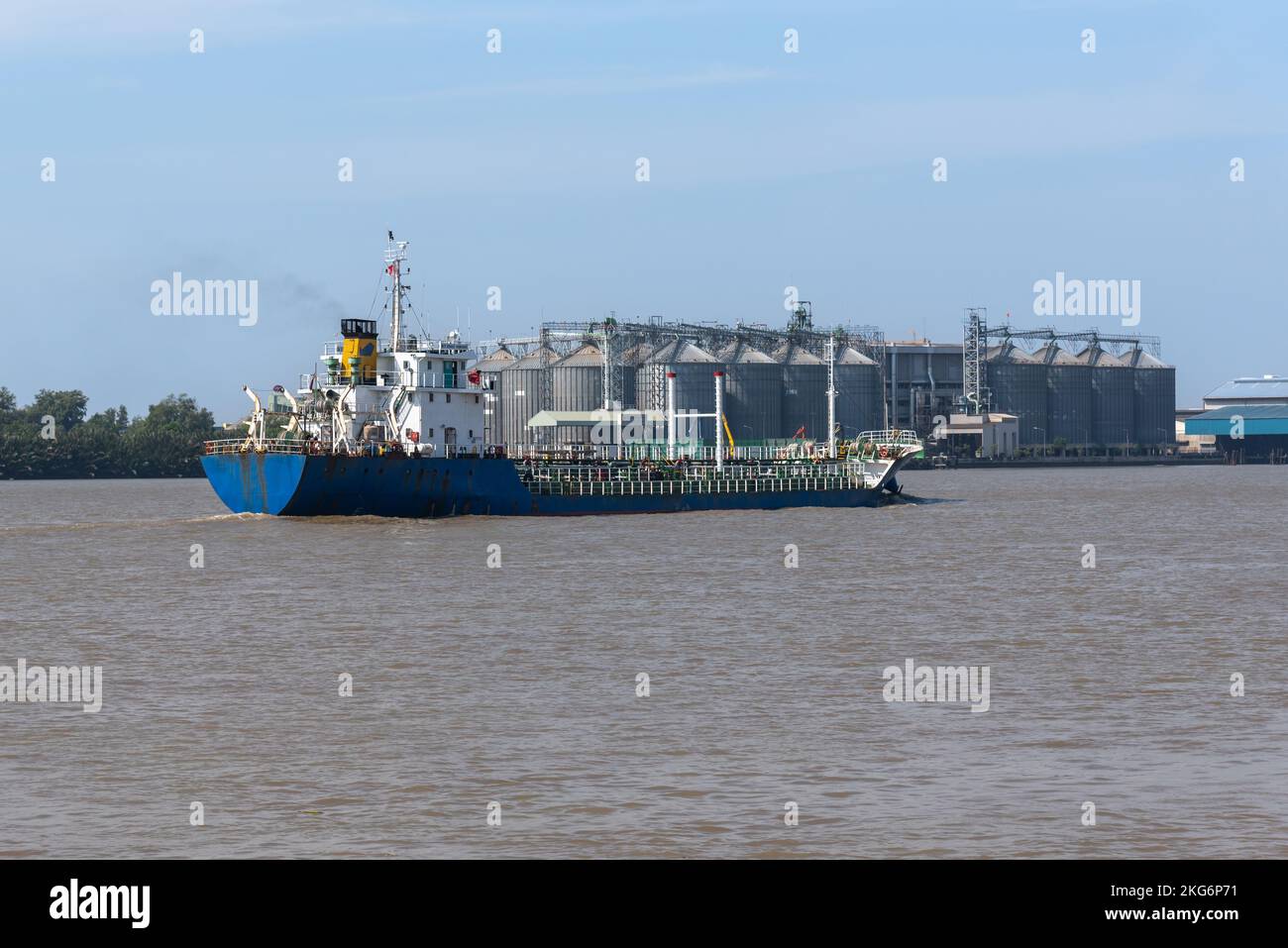 Large vessels transport gas or oil by sea.Ship industry freight fuel