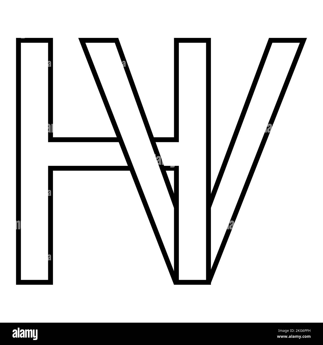 Logo sign hv vh icon, nft interlaced letters v h Stock Vector