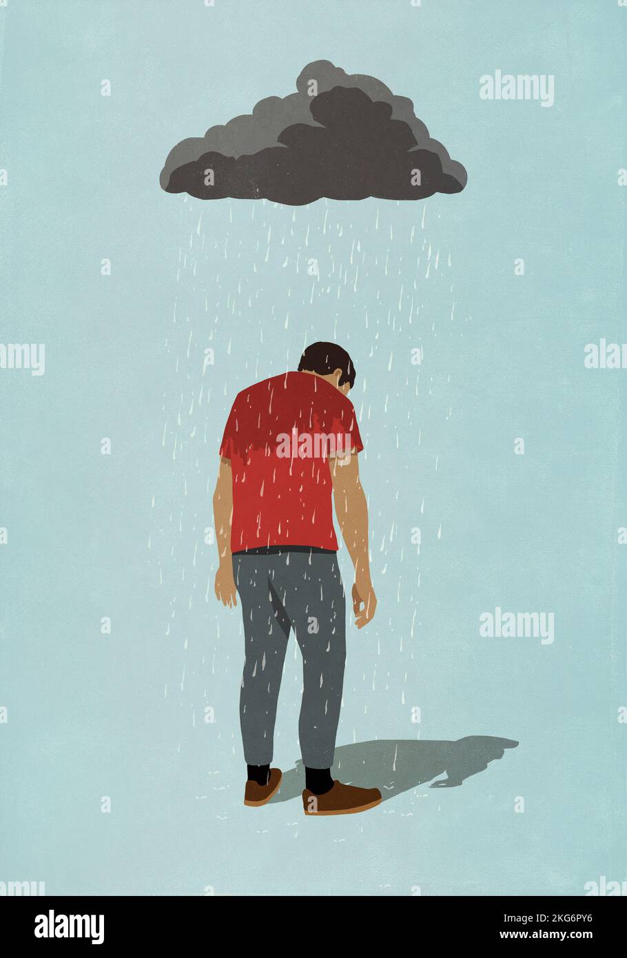 Rain cloud over depressed man Stock Photo - Alamy