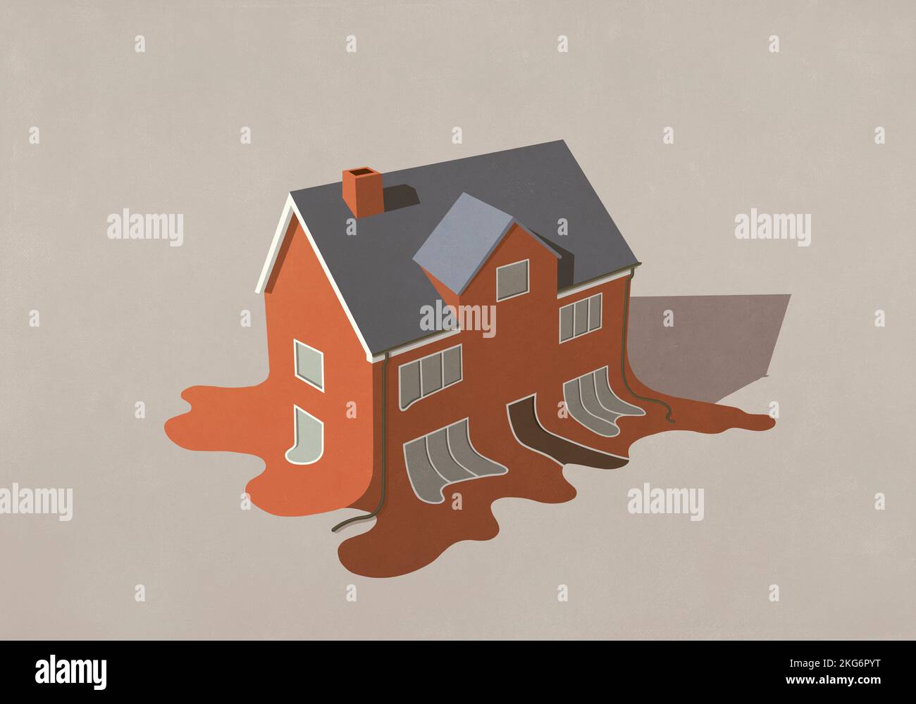 House melting on beige background Stock Photo - Alamy