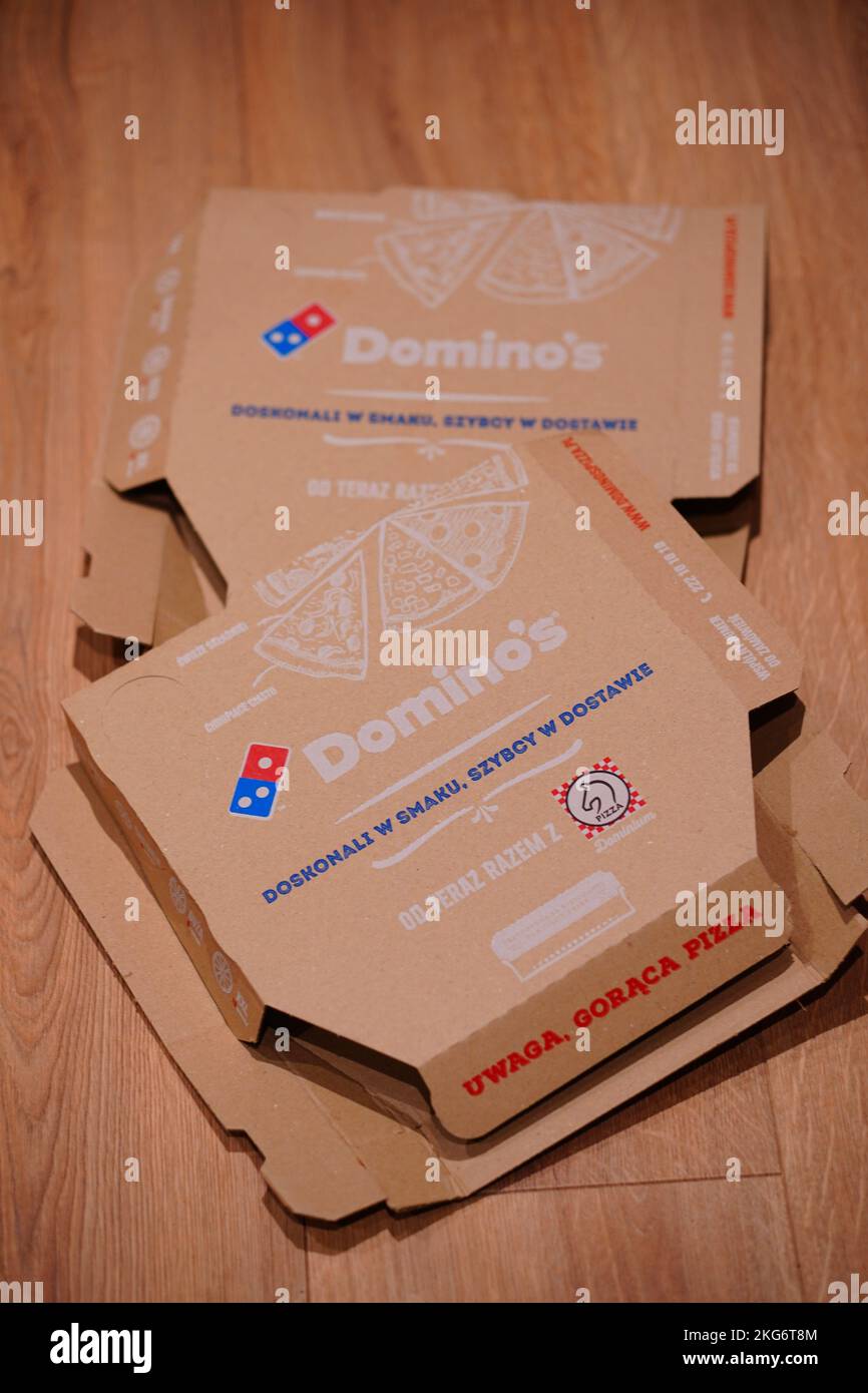 A shot of two empty Domino's pizzeria pizza boxes on a floor Stock Photo Alamy
