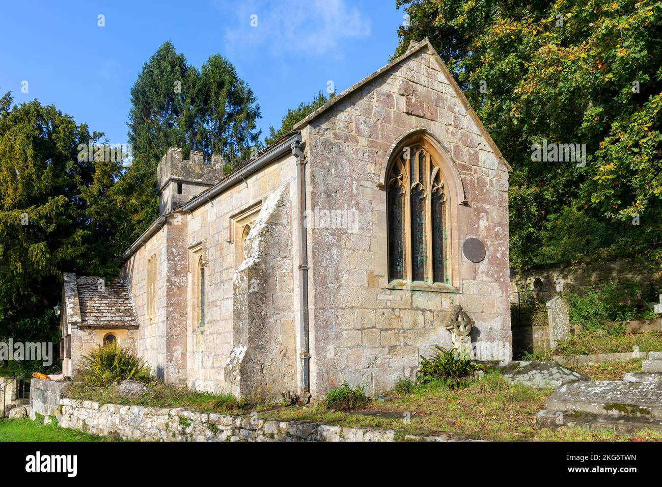 Rural village parish church of Saint Mary, Charlcombe,  Bath and North East Somerset, England, UK Stock Photo