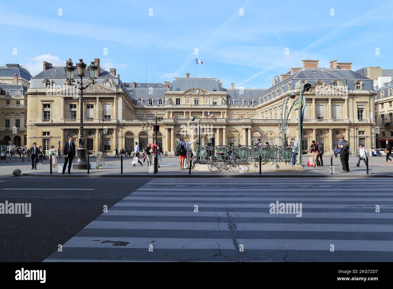 PARIS, FRANCE - MAY 12, 2015: This is facade of the Palais Royal (the building of the State Council). Stock Photo