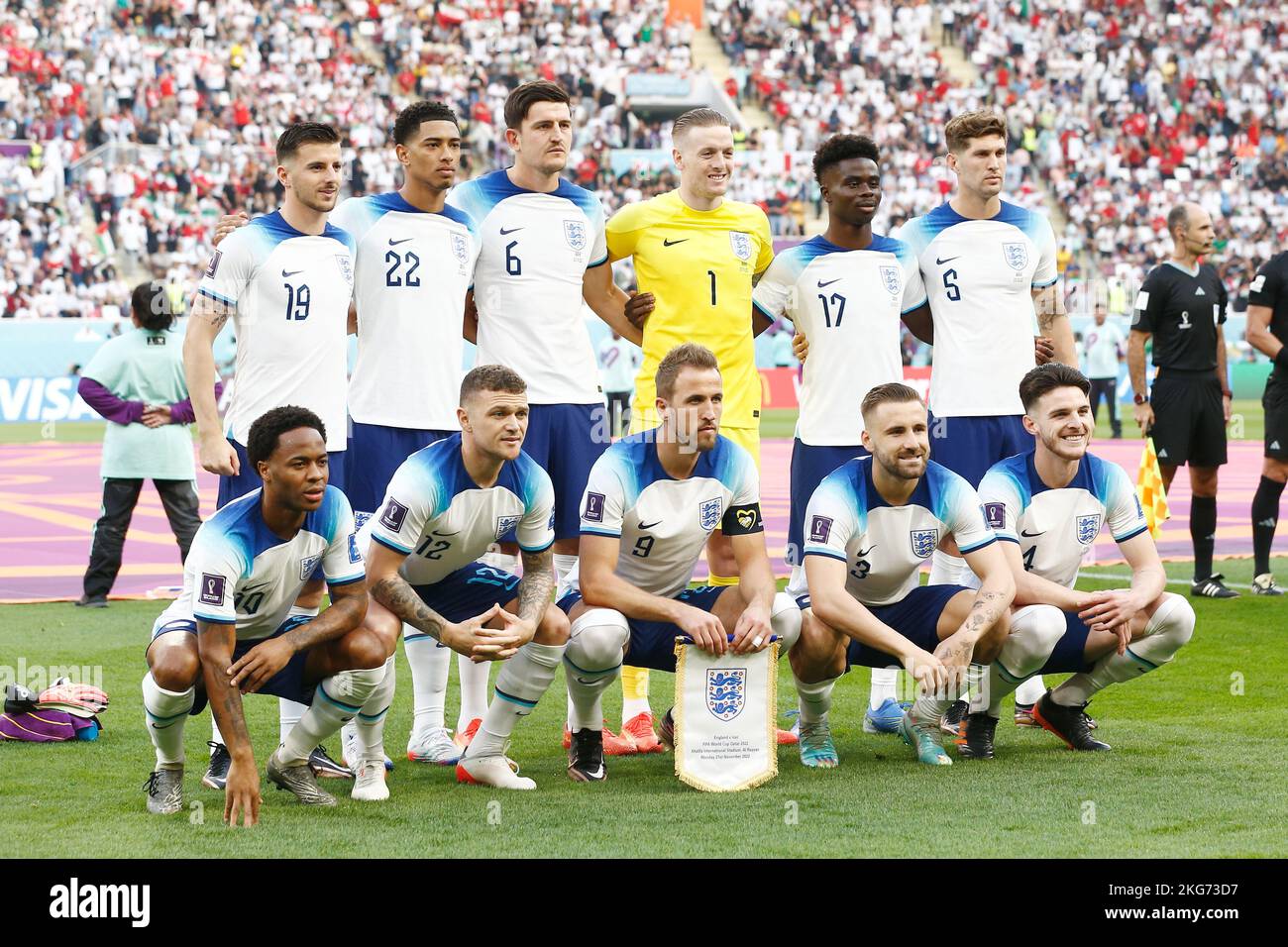 Al Rayyan, Qatar. 21st Nov, 2022. England team group lineup (ENG