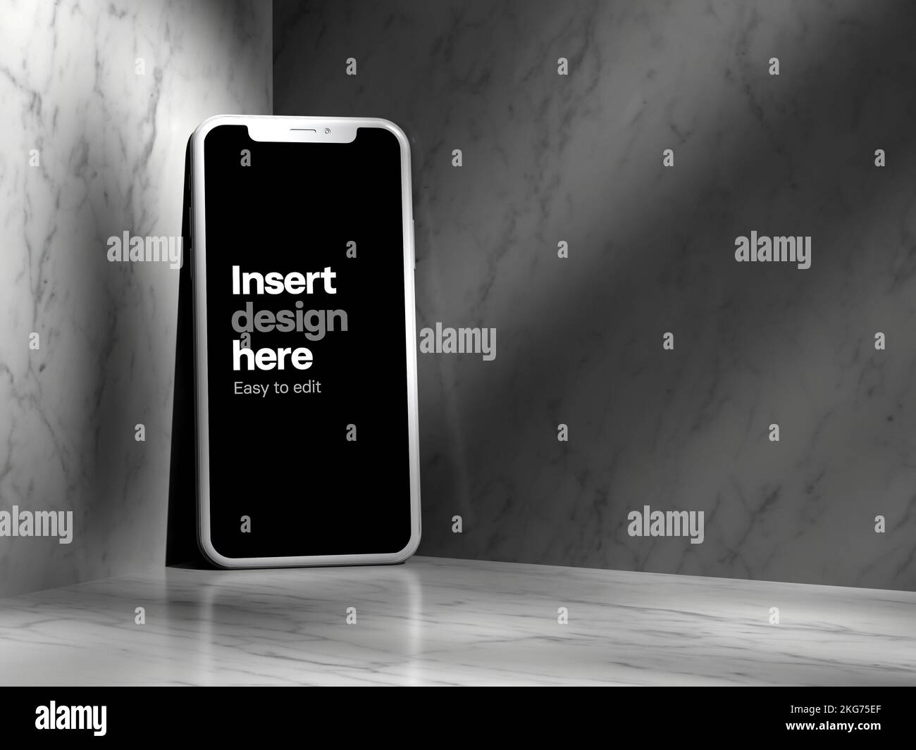 A grayscale shot of a smartphone with a black display for mockup design