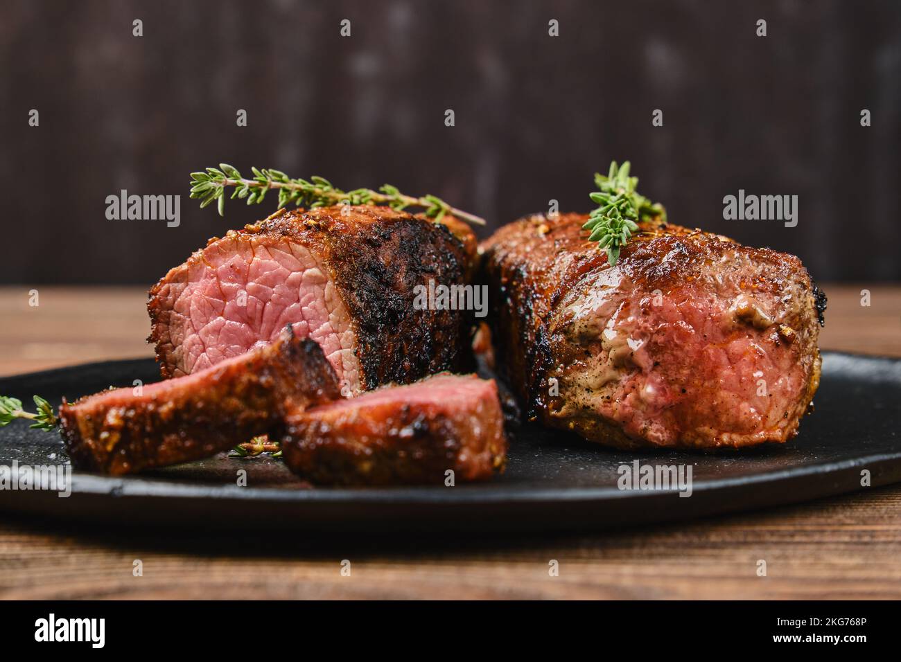 Closeup view of roasted beef brisket flat steak Stock Photo Alamy