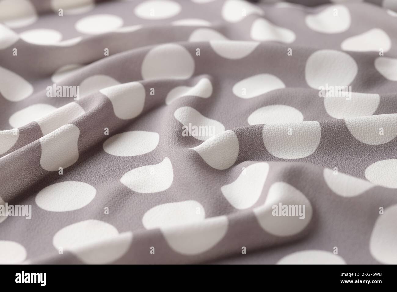 White and grey polka dot fabric textured background Stock Photo Alamy