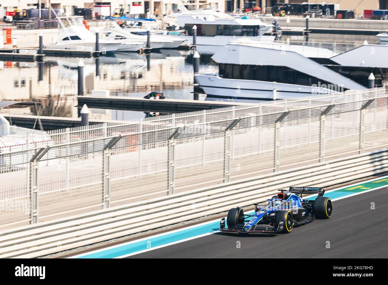 Abu Dhabi, Abu Dhabi. 22nd Nov, 2022. Logan Sargeant (USA) Williams Racing FW44. 22.11.2022. Formula 1 Testing, Yas Marina Circuit, Abu Dhabi, Tuesday. Photo credit should read: XPB/Alamy Live News. Credit: XPB Images Ltd/Alamy Live News Stock Photo