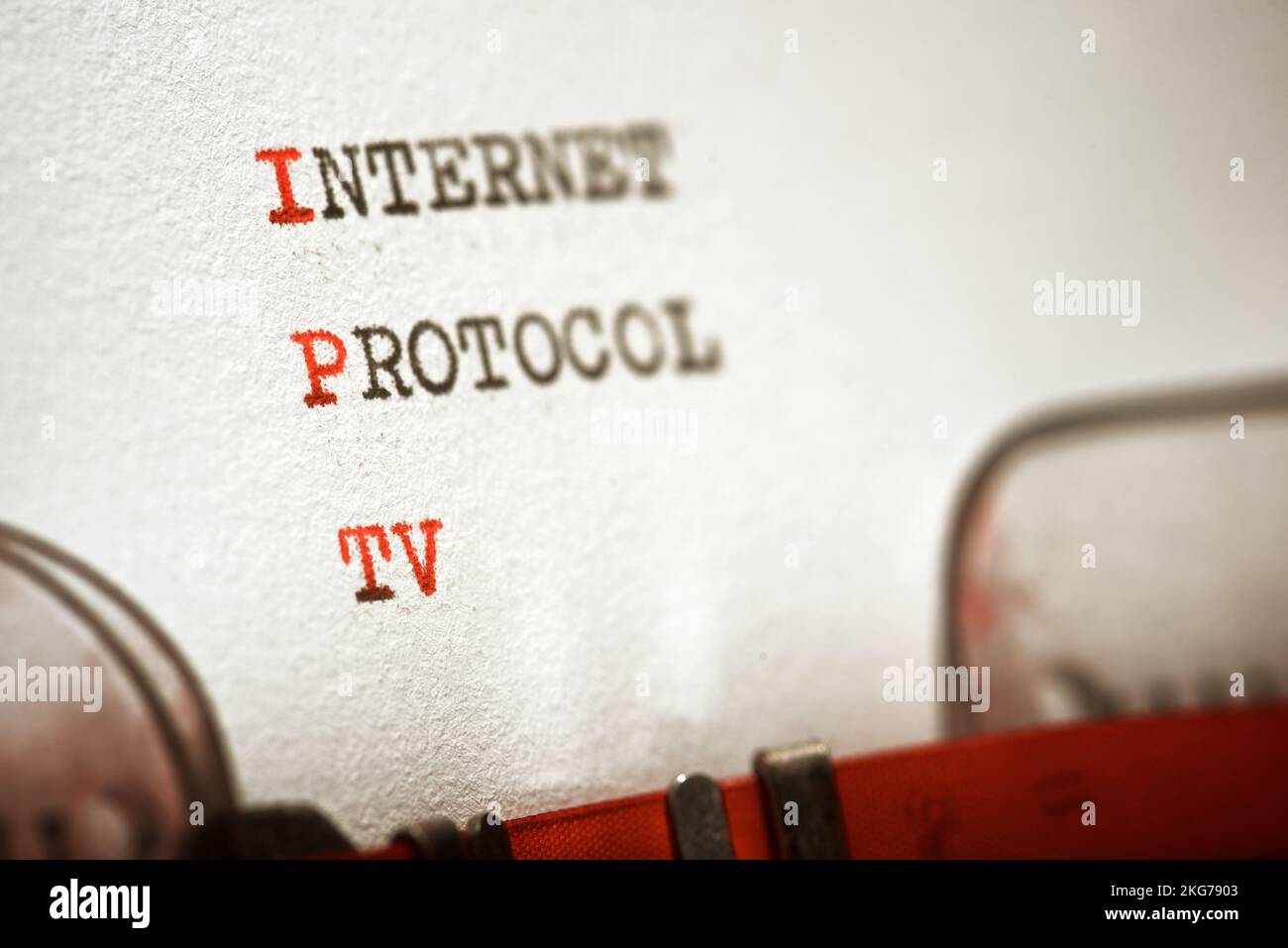 Internet protocol tv phrase written with a typewriter. Stock Photo