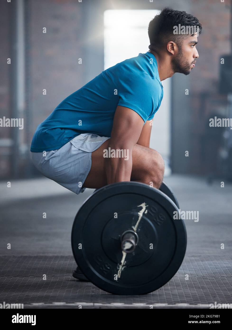 Fitness, deadlift and man in gym in a workout, exercise or strength