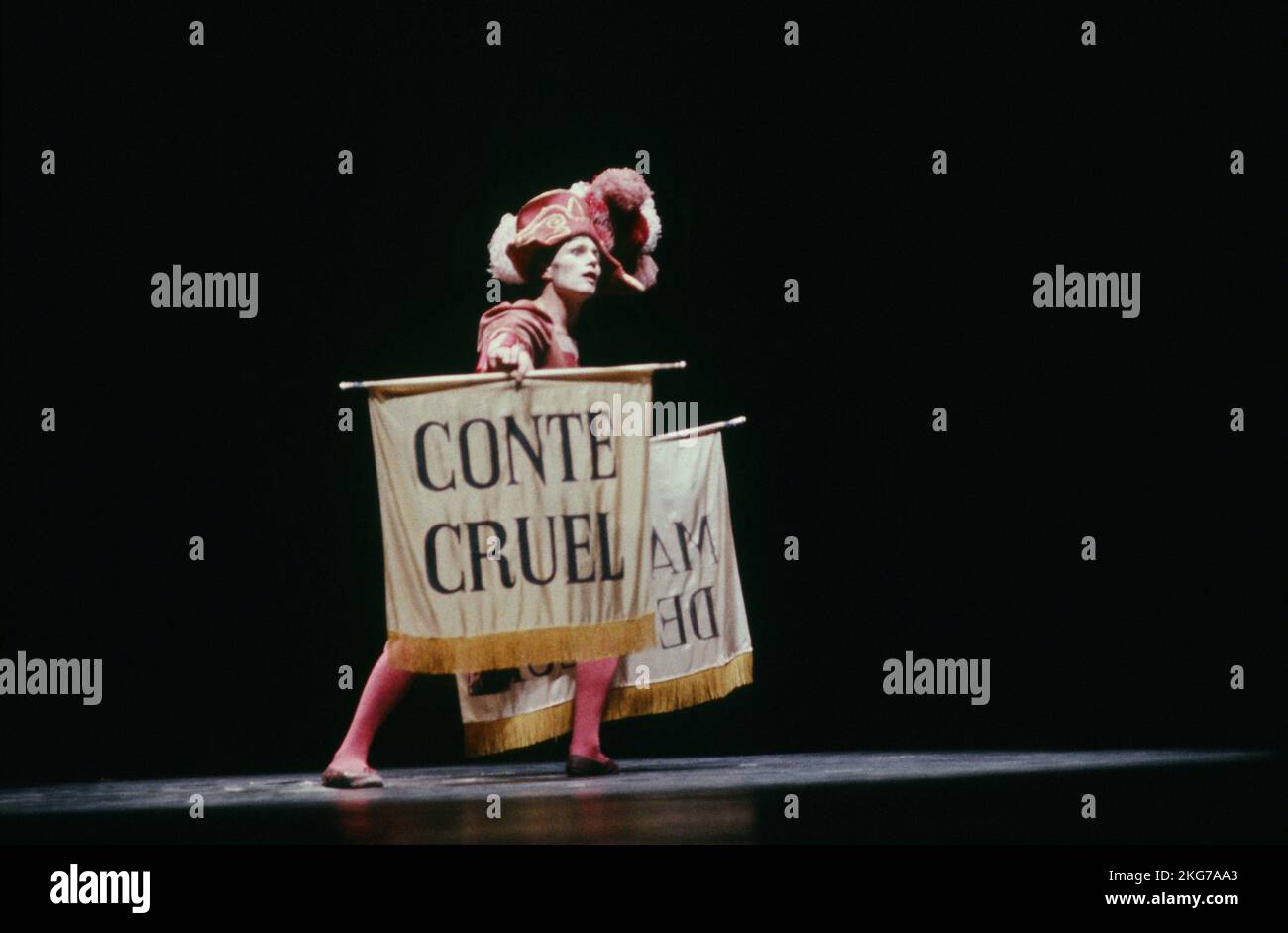 Comedian playing with Mime Marceau on the stage of the Théâtre des Champs-Elysées, 8 January 1988 Stock Photo