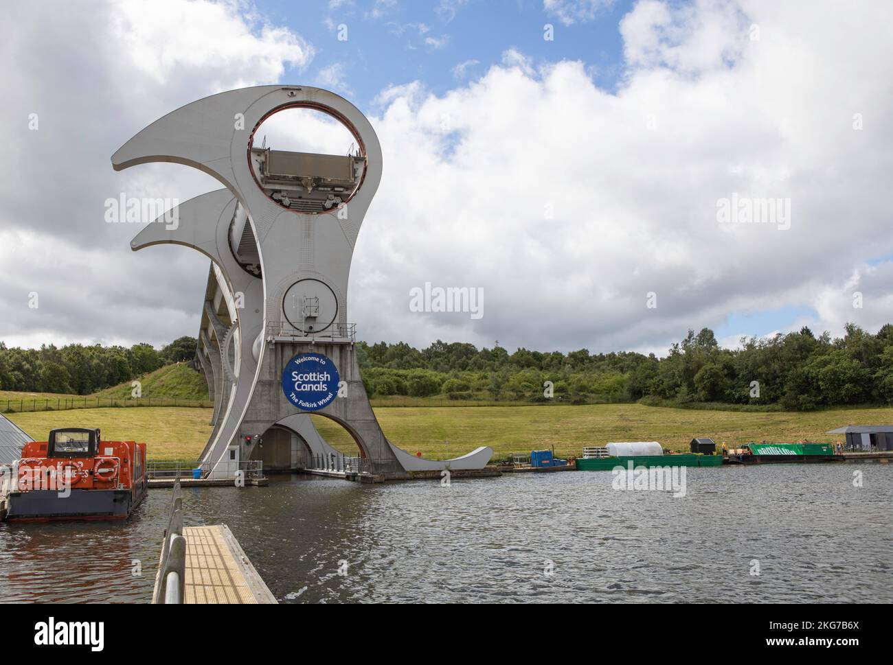 Falkirk Wheel, rotating boat lift between union canal and Forth and Clyde canal in Scotland Stock Photo