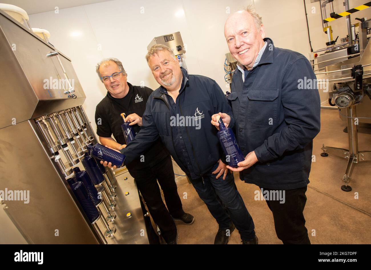 The official opening of bottling plant at Annandale Distillery, Annan, Scotland Stock Photo