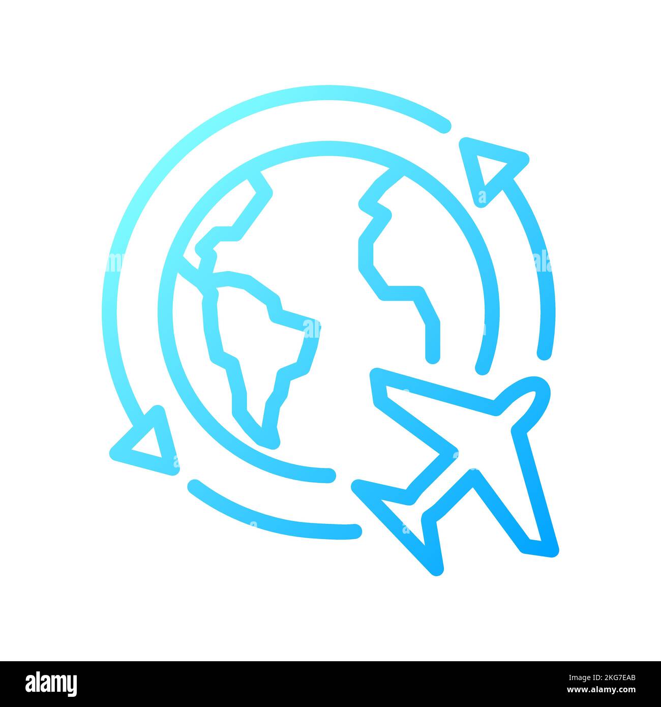 Travel around world pixel perfect gradient linear vector icon Stock Vector