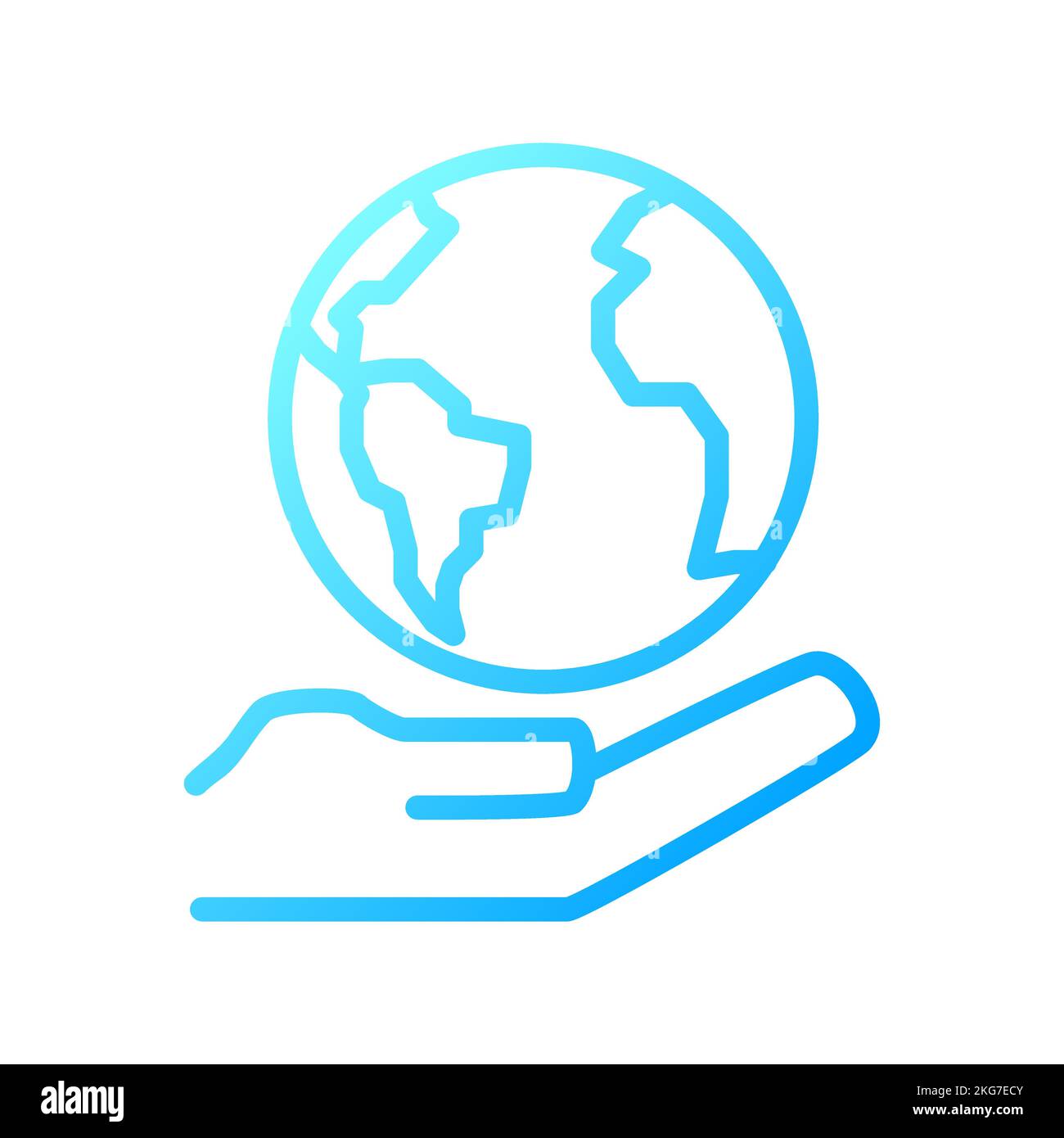 Globe on hand pixel perfect gradient linear vector icon Stock Vector