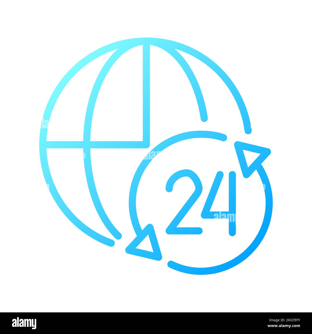 Nonstop worldwide support service pixel perfect gradient linear vector icon Stock Vector