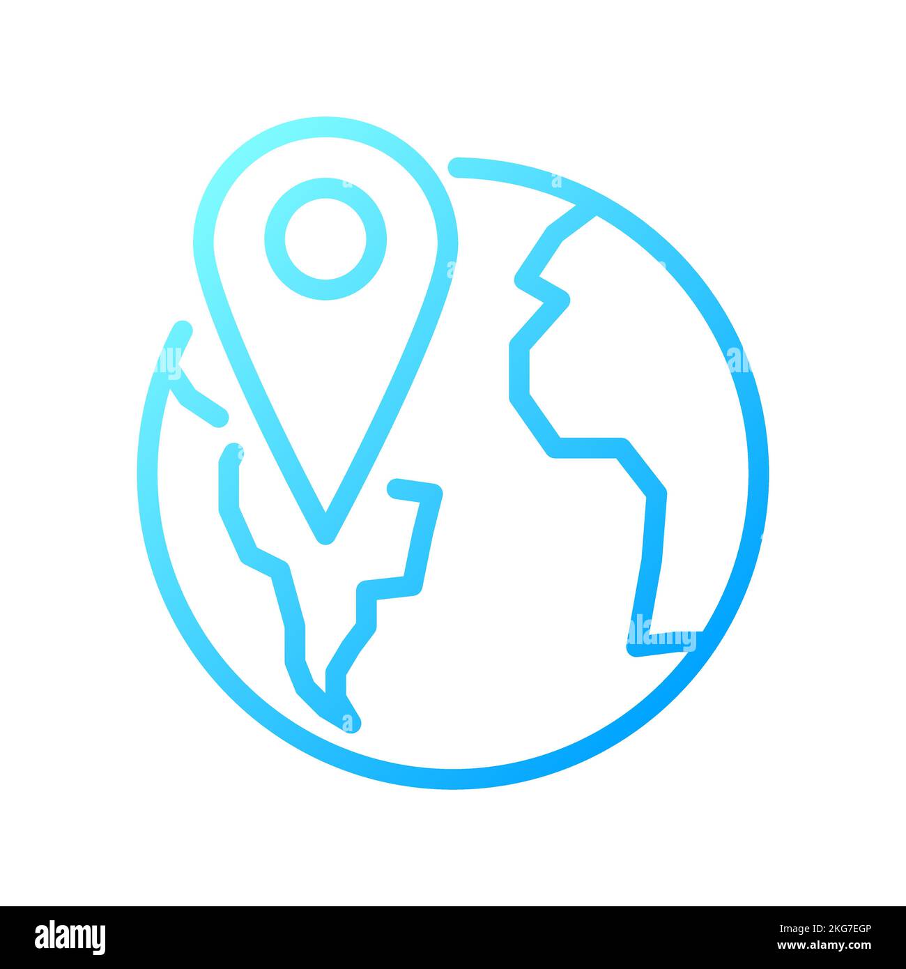 Globe with pin pixel perfect gradient linear vector icon Stock Vector