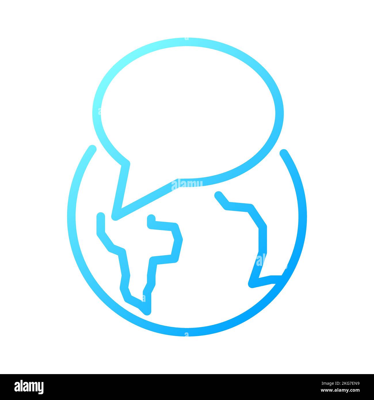 Globe with speech bubble pixel perfect gradient linear vector icon Stock Vector