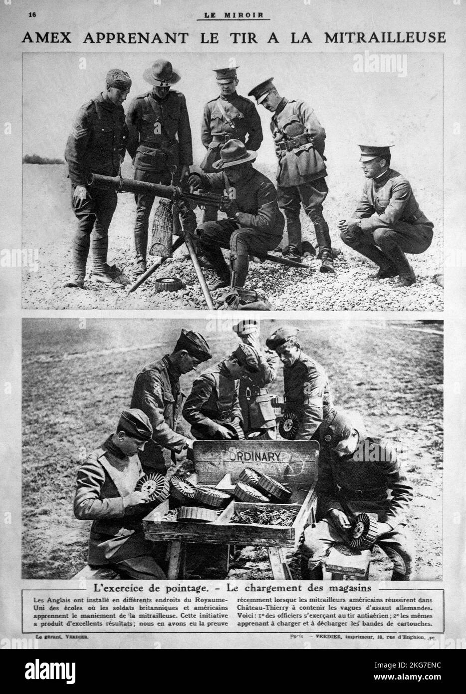 WW1- 14/18 - Amex training on machine gun Stock Photo