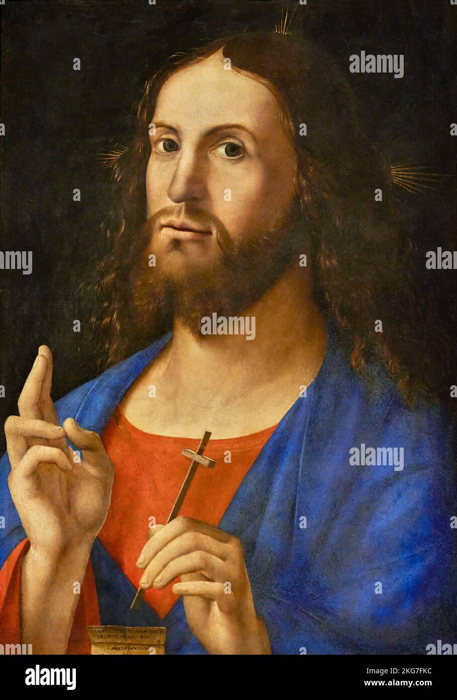 Cristo benedicente - olio su tavola - Alvise Vivarini   - 1498 - Milano, Pinacoteca di Brera Stock Photo