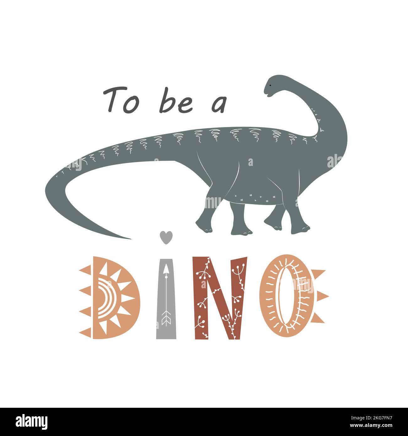 Apatosaurus cartoon baby and To Be a Dino lettering in Scandinavian ...