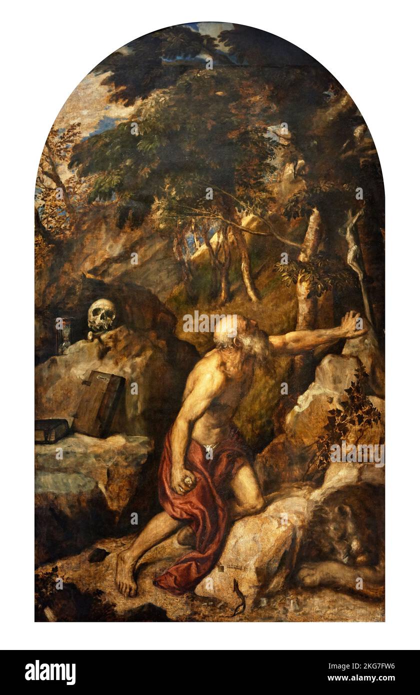 San Gerolamo penitente olio su tela Tiziano Vecellio 1576