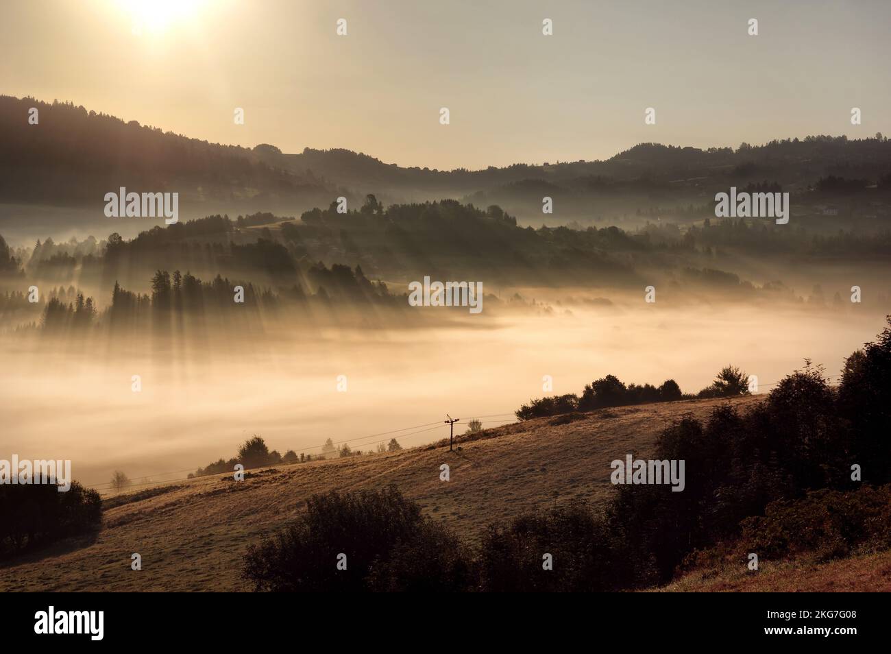 Sunbeams in mist hi-res stock photography and images - Alamy